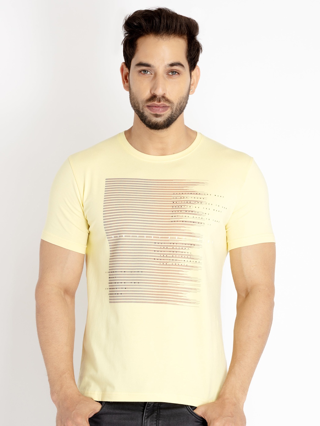 

Status Quo Men Yellow Printed T-shirt