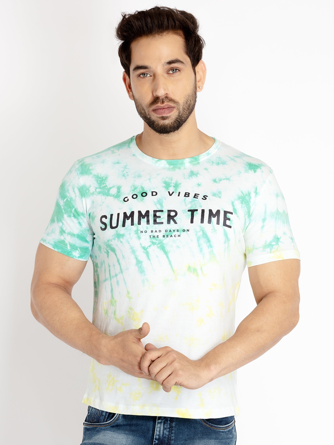 

Status Quo Men Tie and Dye Dyed T-shirt, White