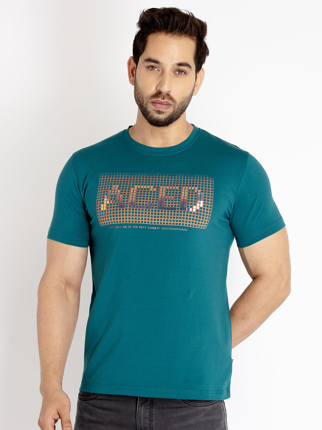 

Status Quo Men Plus Size Typography Printed Cotton T-shirt, Blue