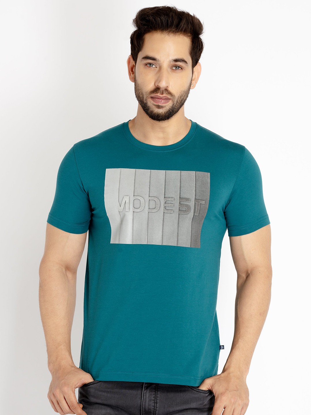 

Status Quo Men Typography Printed Cotton T-shirt, Blue