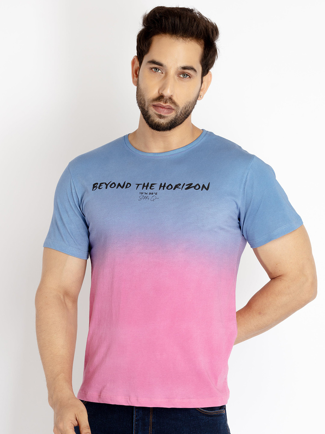 

Status Quo Men Round Neck Regular Fit Cotton T-shirt, Blue