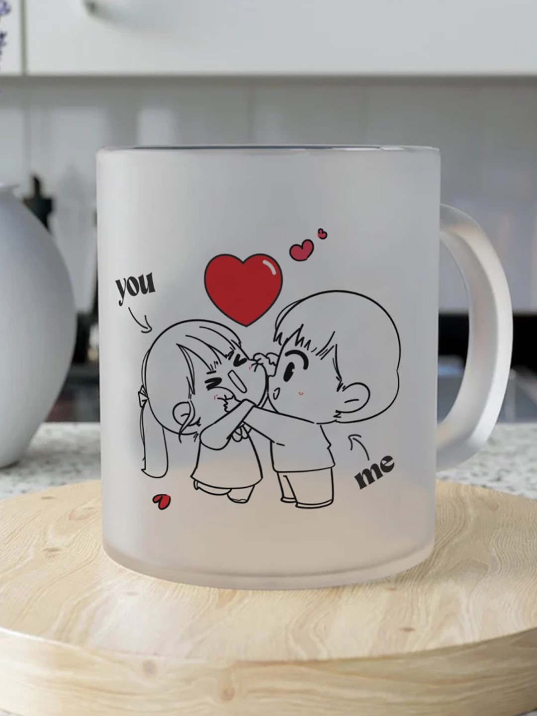 

Indigifts Couple Gifts White & Red Text or Slogans Printed Glass Matte Mug