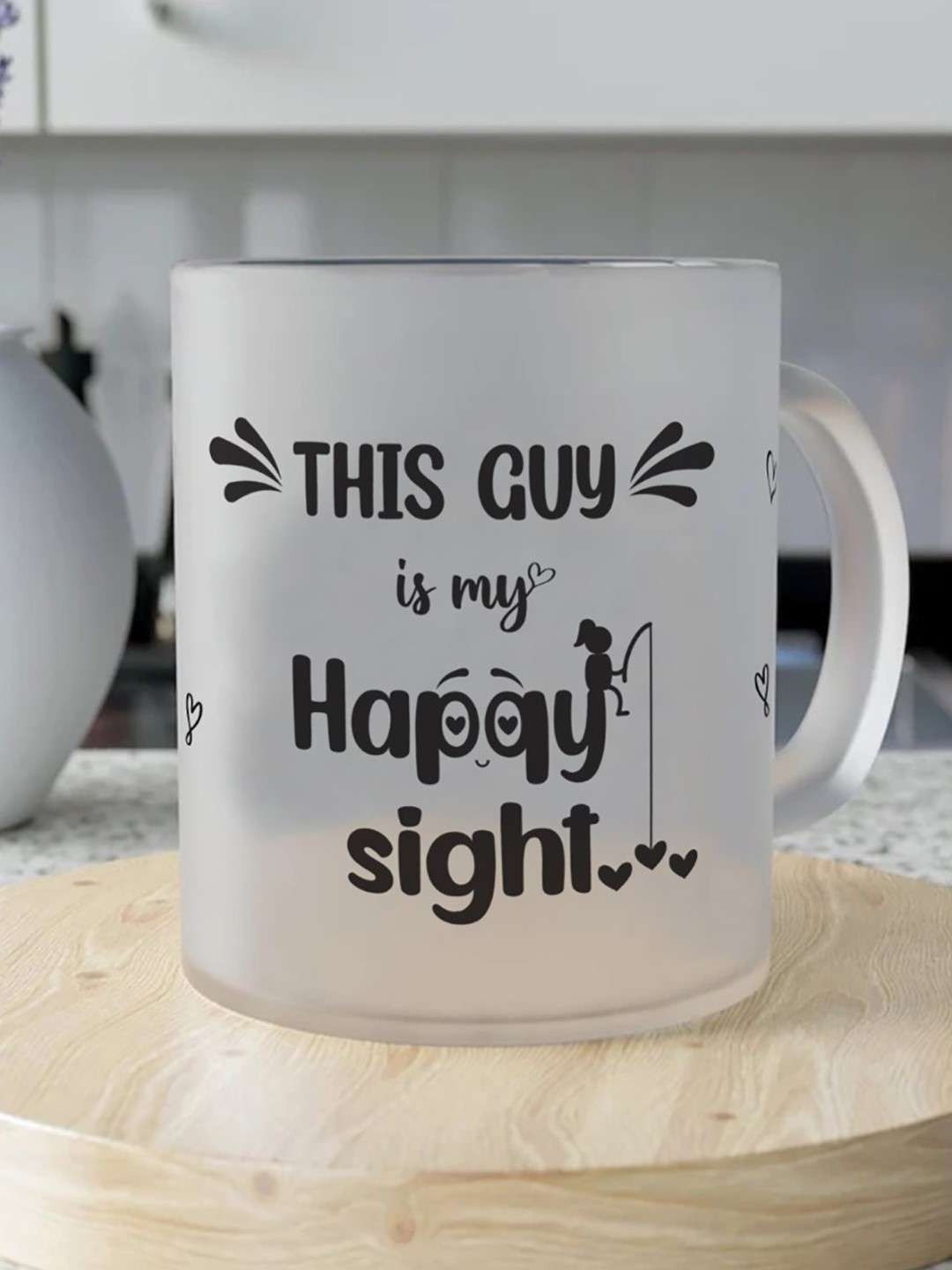 

Indigifts Valentine Day White & Black Glass Matte Mug 325 ml