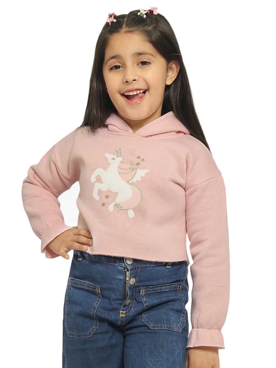 

Nauti Nati Girls Embroidered Hooded Sweatshirt, Peach