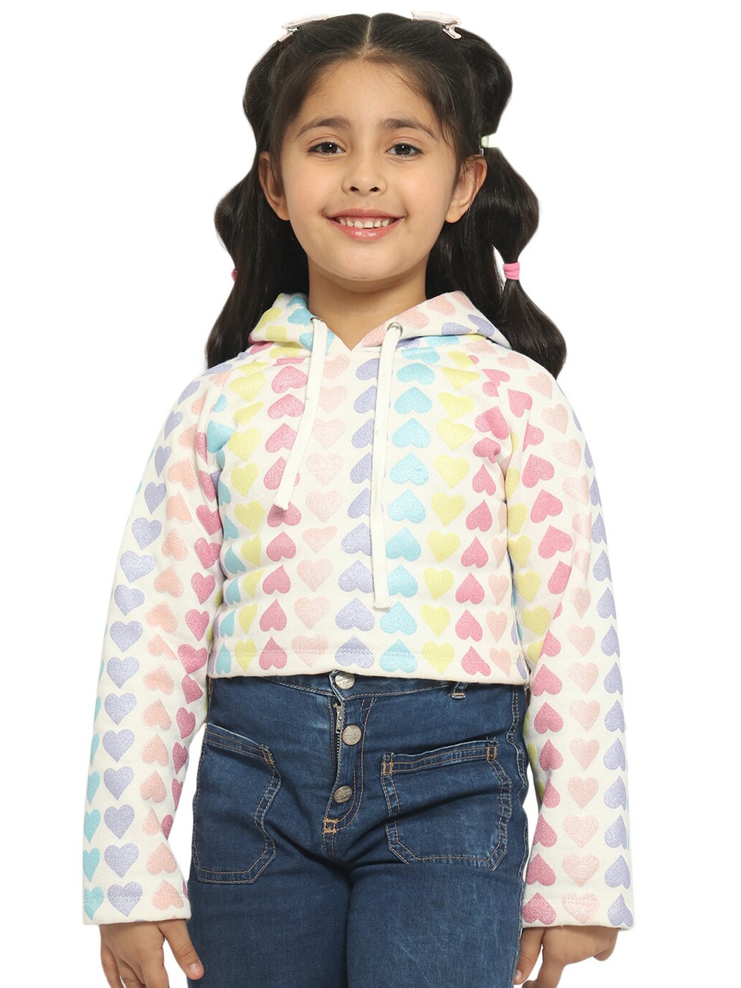 

Nauti Nati Girls Printed Hooded Sweatshirt, White