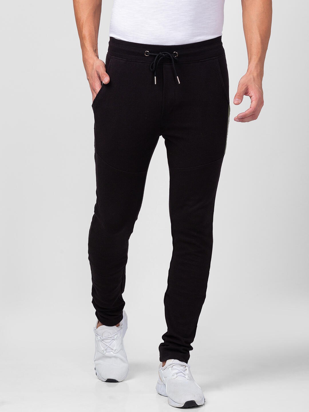 

Globus Men Textured Cotton Track Pants, Black