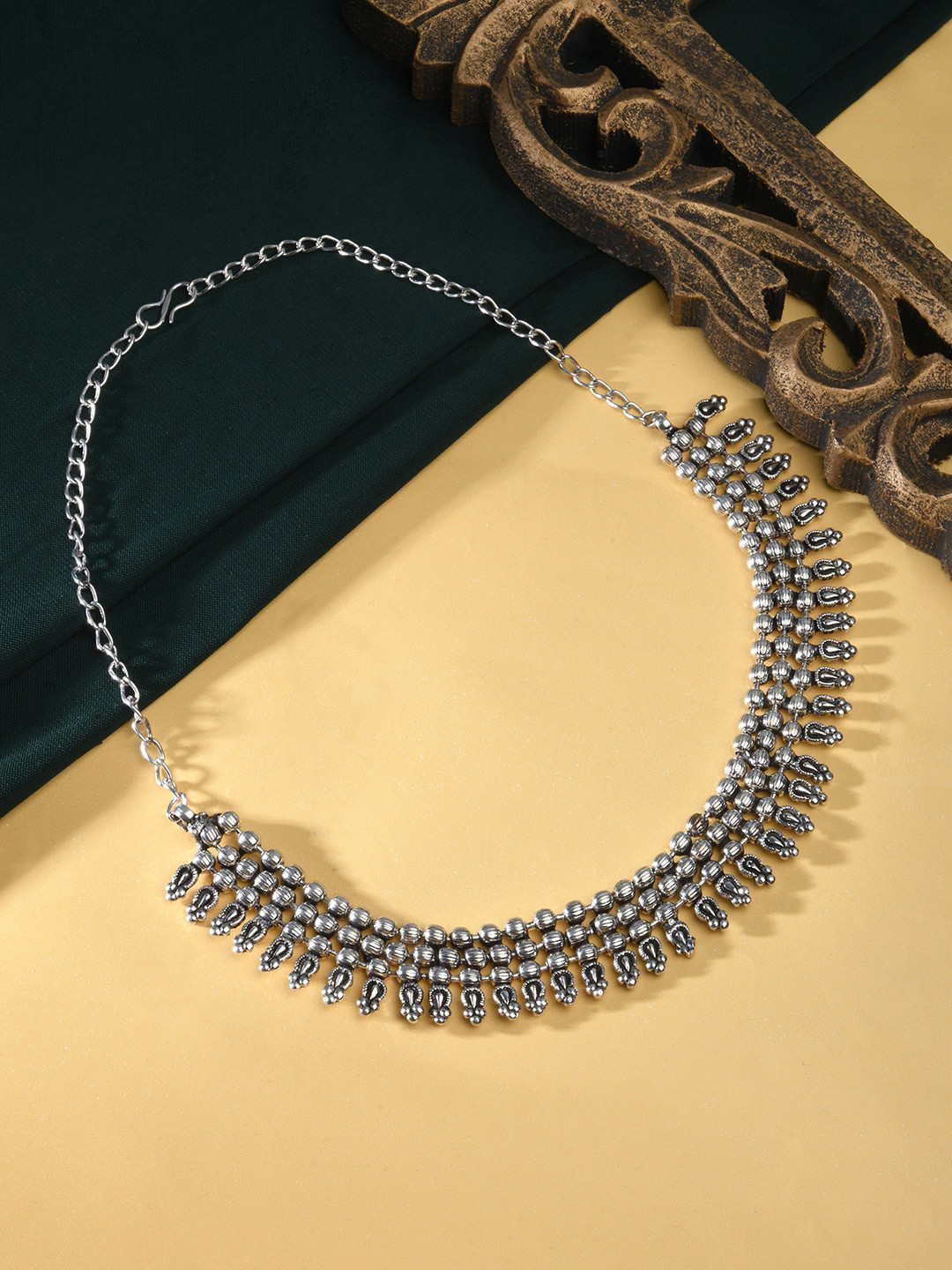 

Fida Silver-Plated Oxidised Ethnic Necklace
