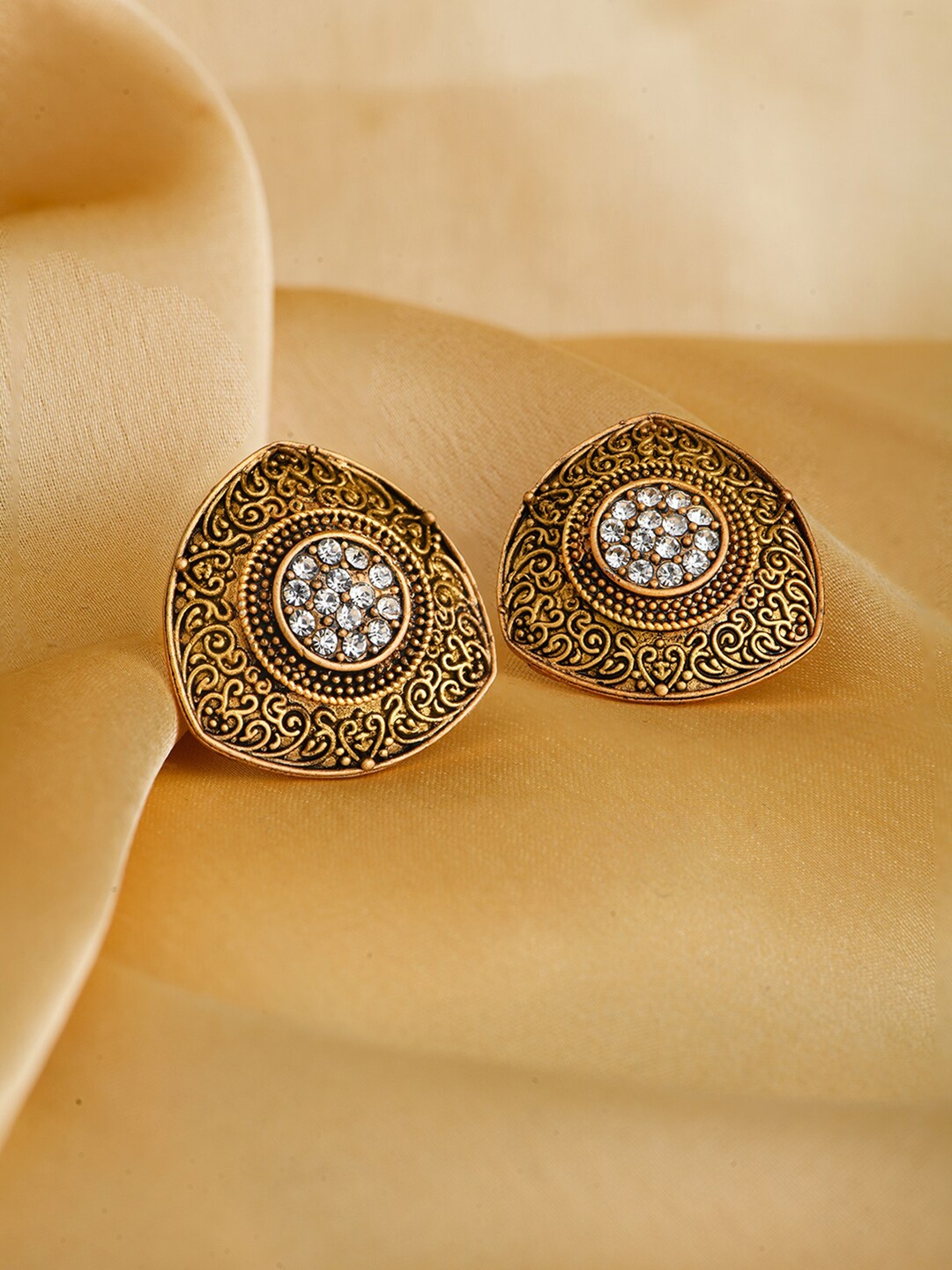 

Fida Gold-Plated Contemporary Studs Earrings, White