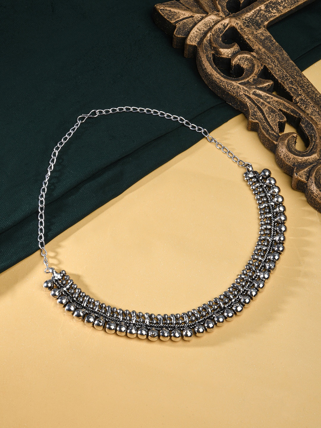 

Fida Silver-Plated Oxidised Choker Necklace