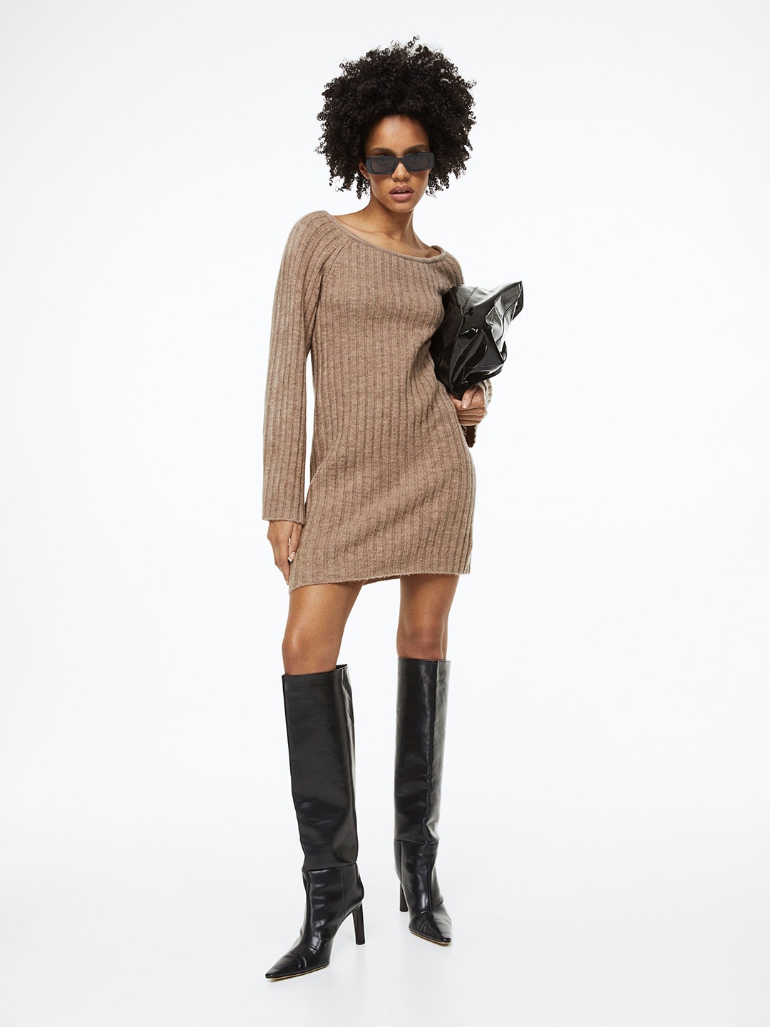 

H&M Rib-Knit Dress, Beige