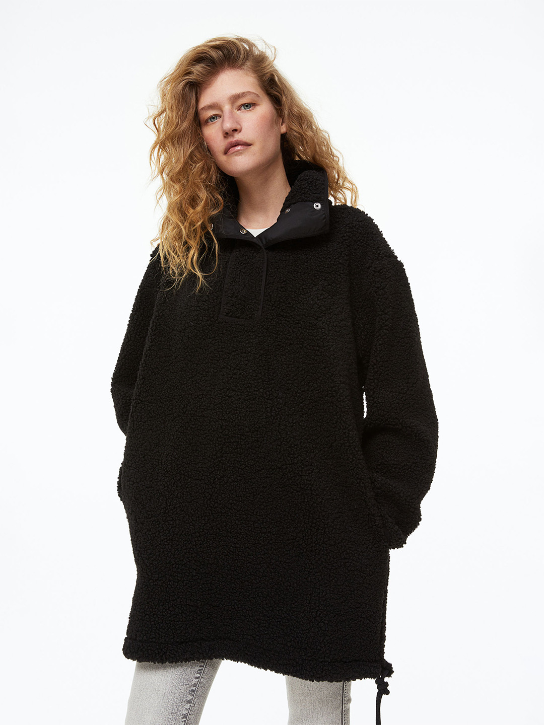 

H&M Oversized Teddy Top, Black