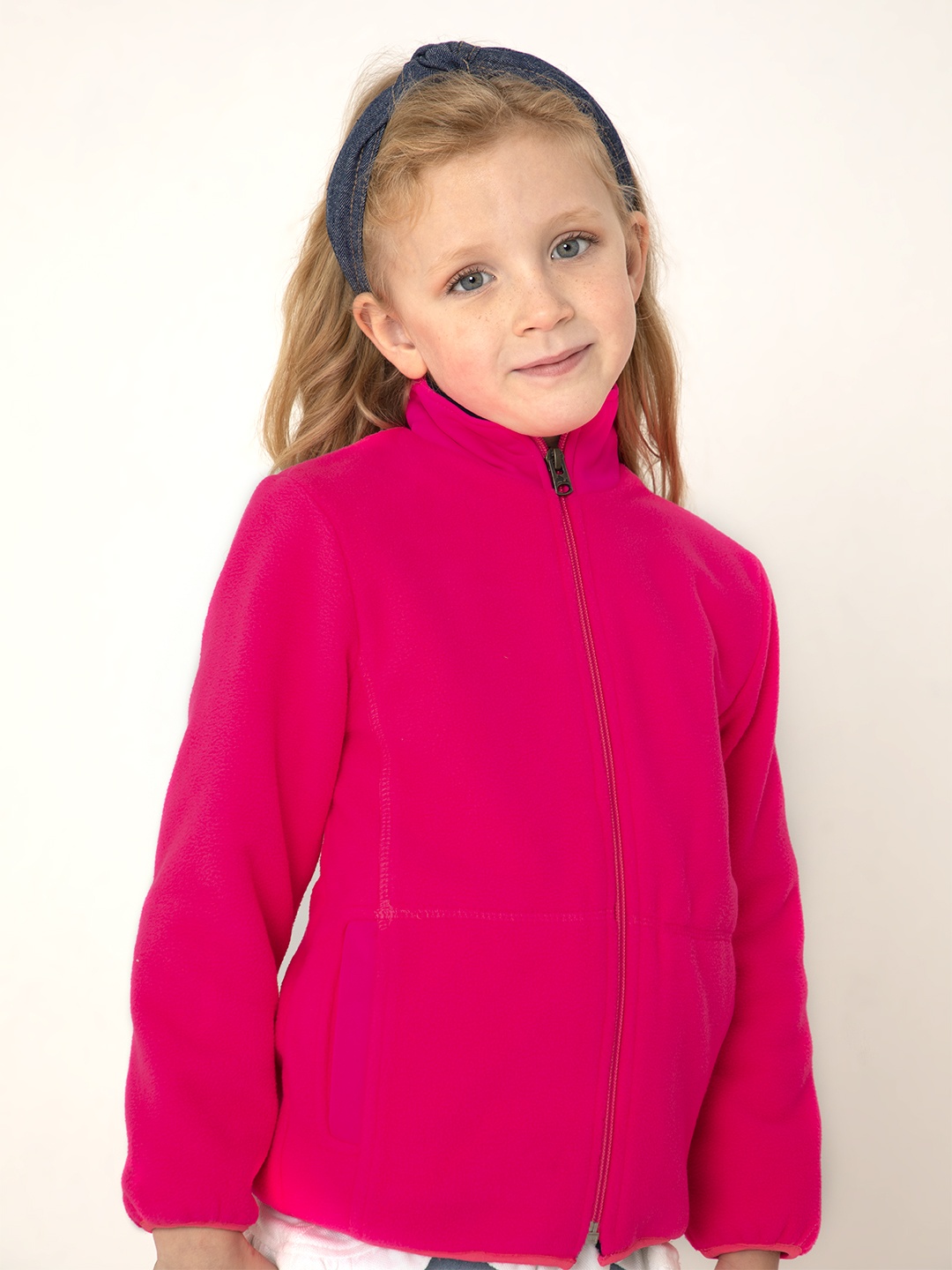 

Cherry Crumble Kids Pink Solid Zipper Jacket