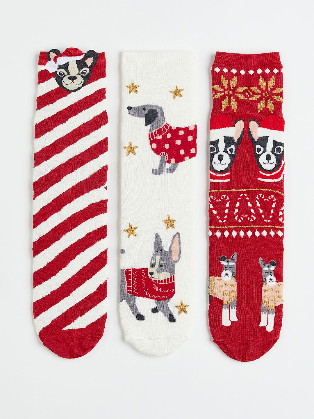 

H&M Girls 3-Pack Terry Socks, Red