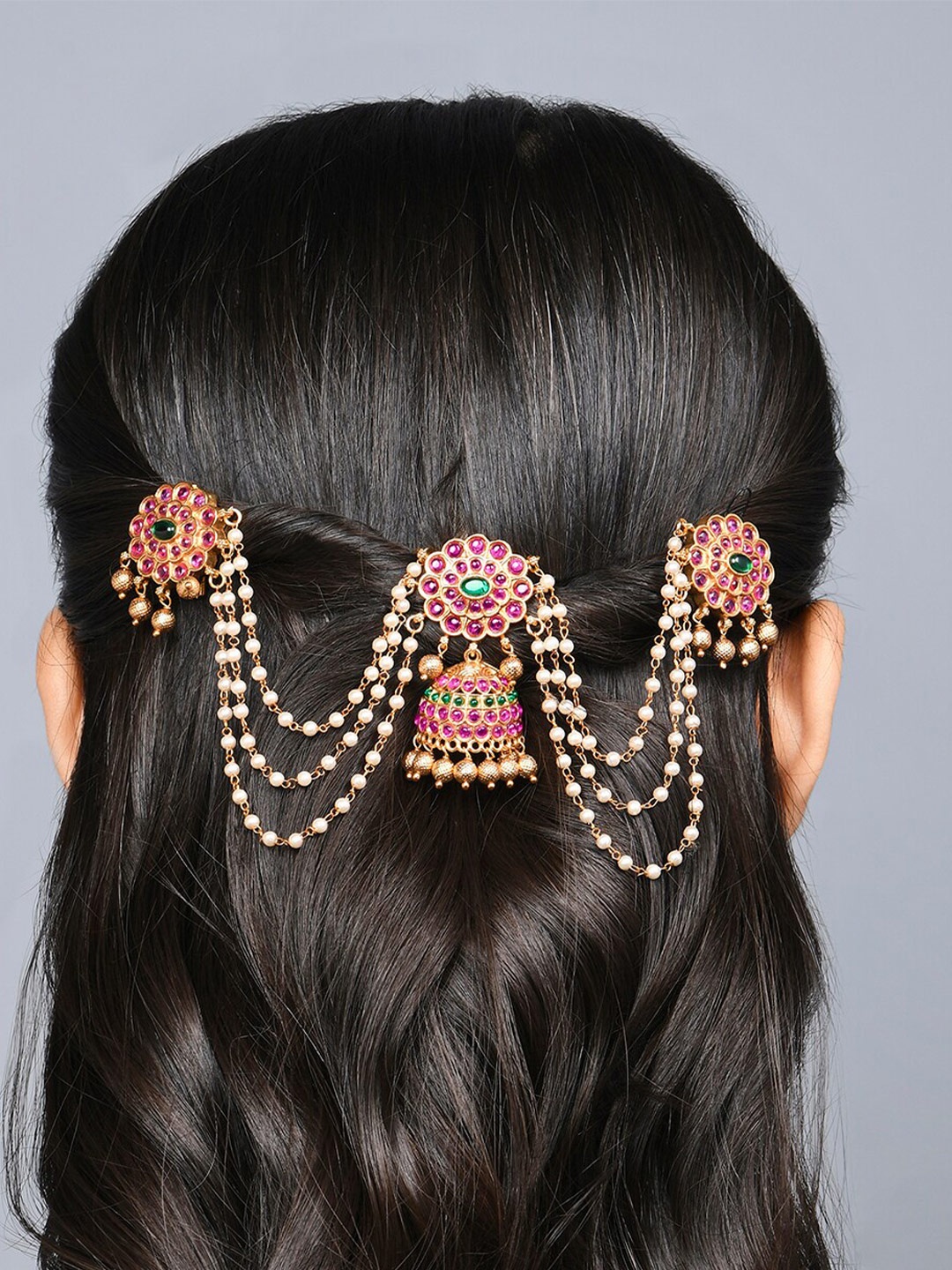 

Fida Women Jhumki Juda Pin Embellished Hair Accessory Set, Gold