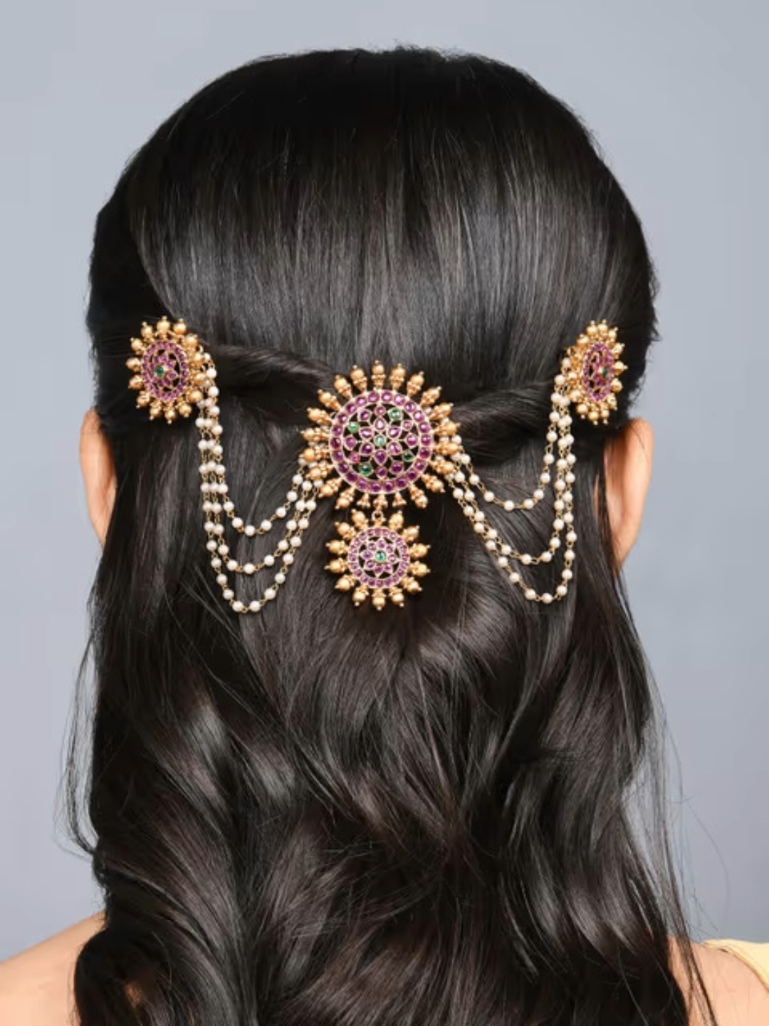 

Fida Women Circular Juda Pin Embellished Hair Accessory Set, Gold