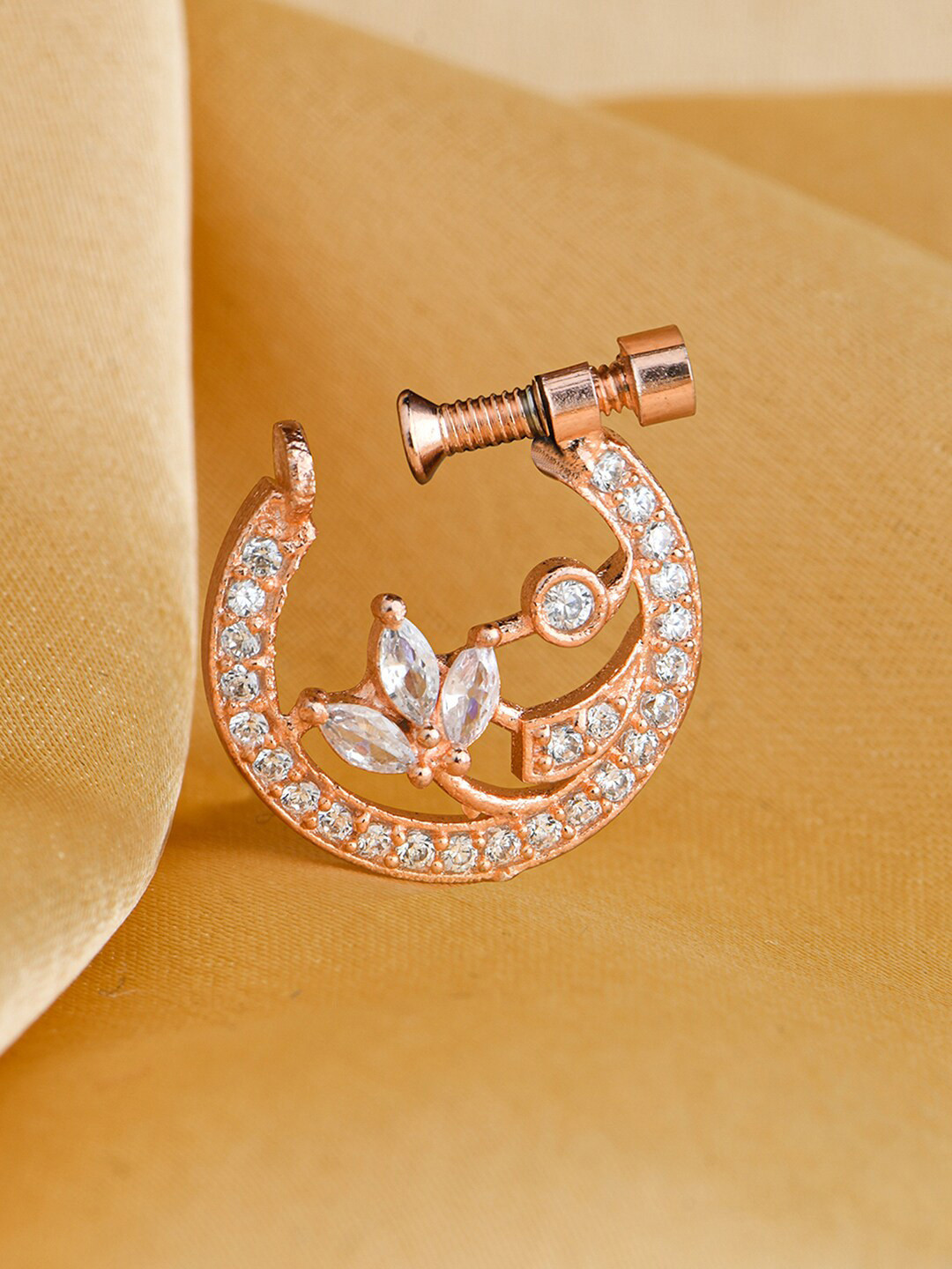 

Fida Rose Gold-Plated American Diamond Studded Nose Pin