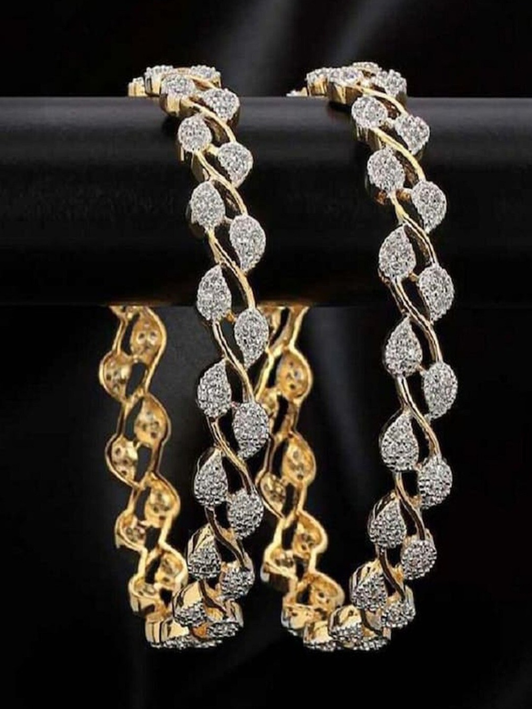 

Runjhun Set Of 2 Gold-Plated AD Studded Bangles