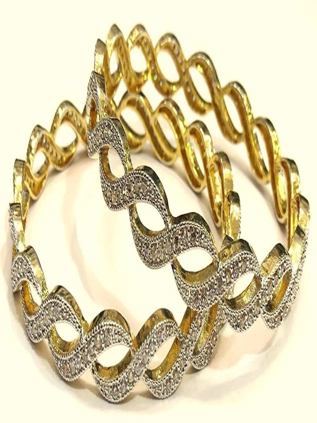 

Runjhun Set Of 2 Gold-Plated AD-Studded Bangles