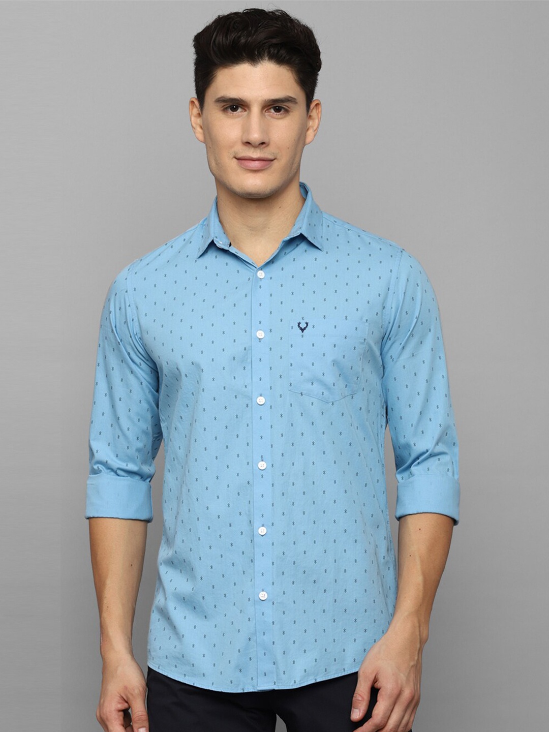 

Allen Solly Men Slim Fit Micro Ditsy Printed Casual Pure Cotton Shirt, Blue