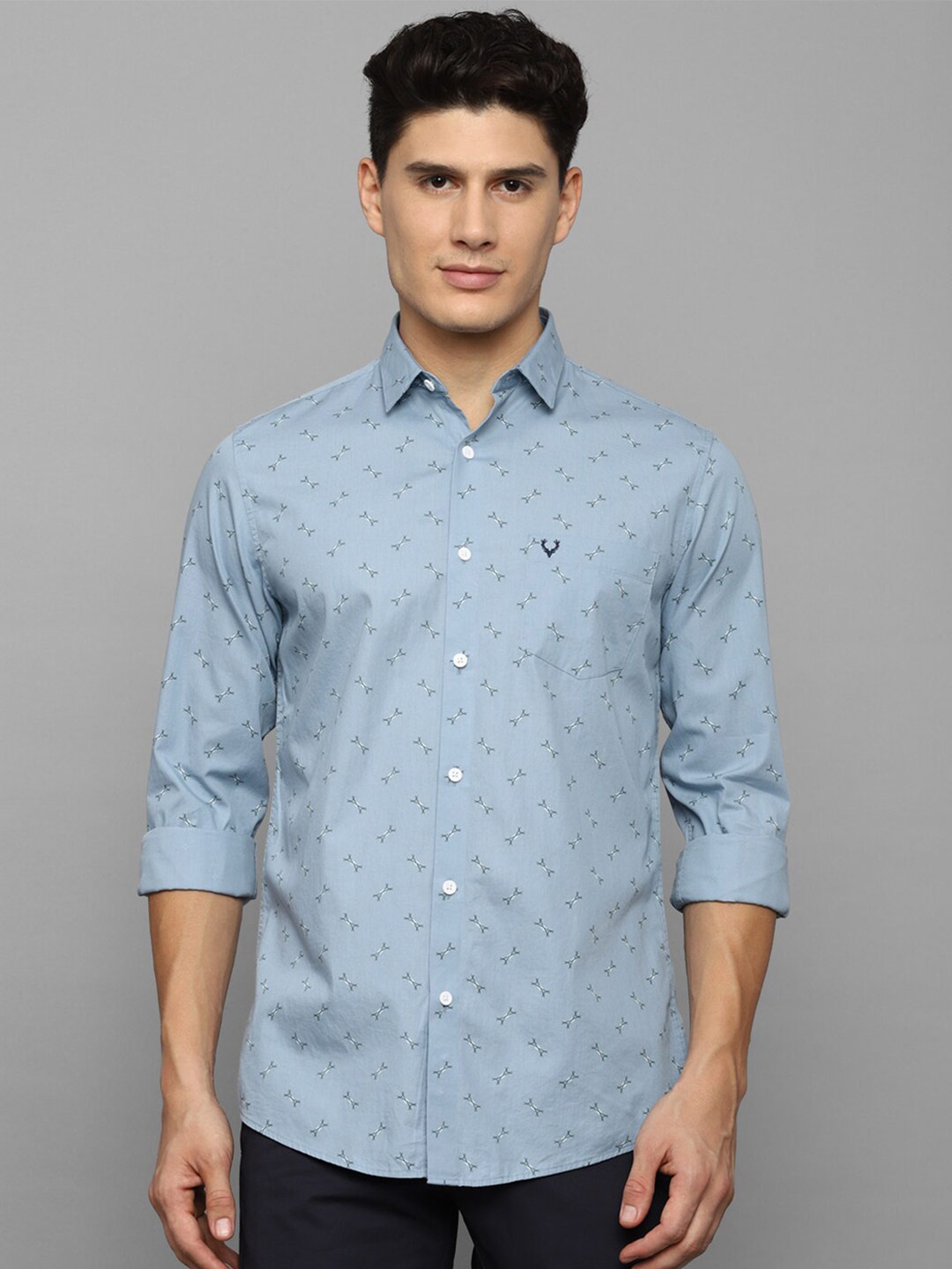 

Allen Solly Men Slim Fit Printed Casual Pure Cotton Shirt, Blue