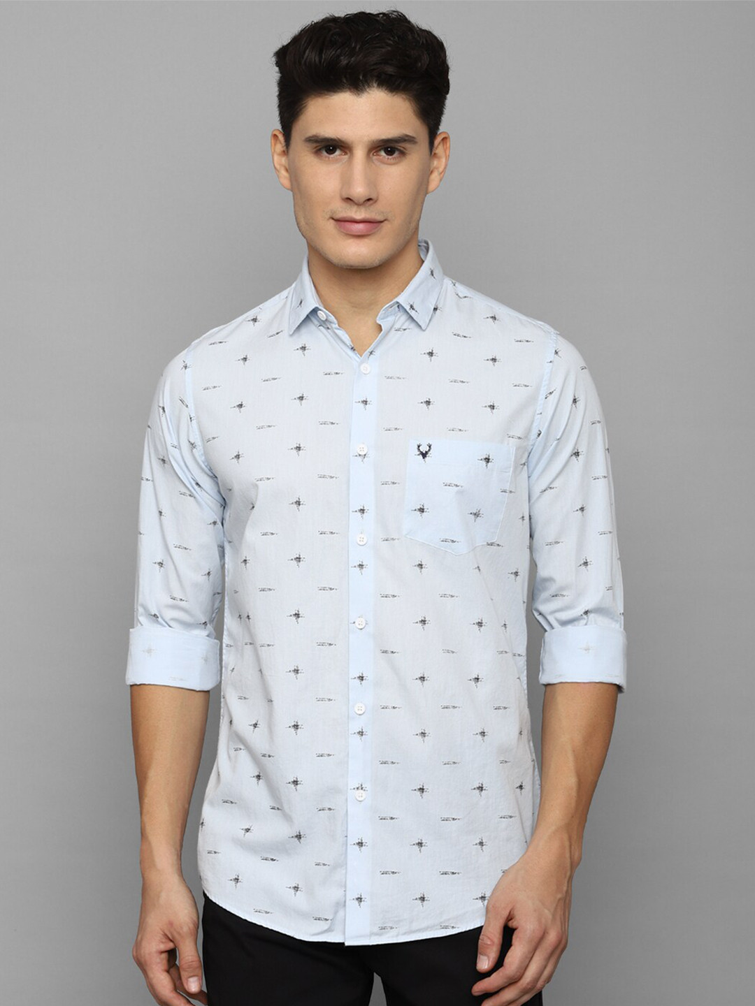 

Allen Solly Men Slim Fit Printed Casual Cotton Shirt, Blue
