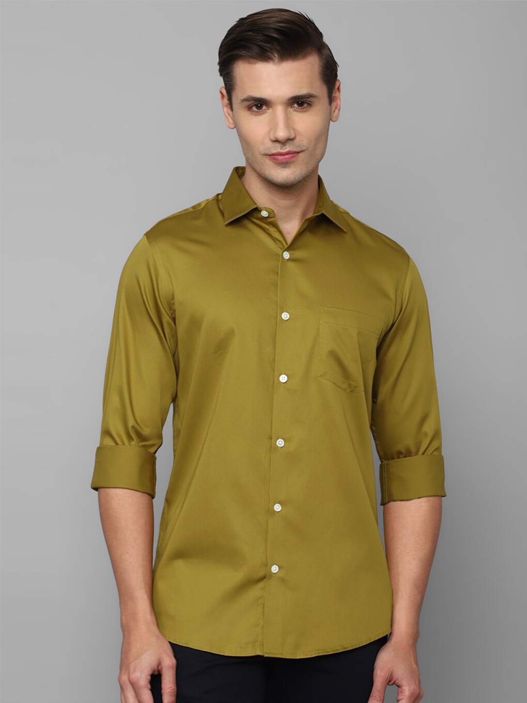 

Allen Solly Men Slim Fit Casual Pure Cotton Shirt, Olive