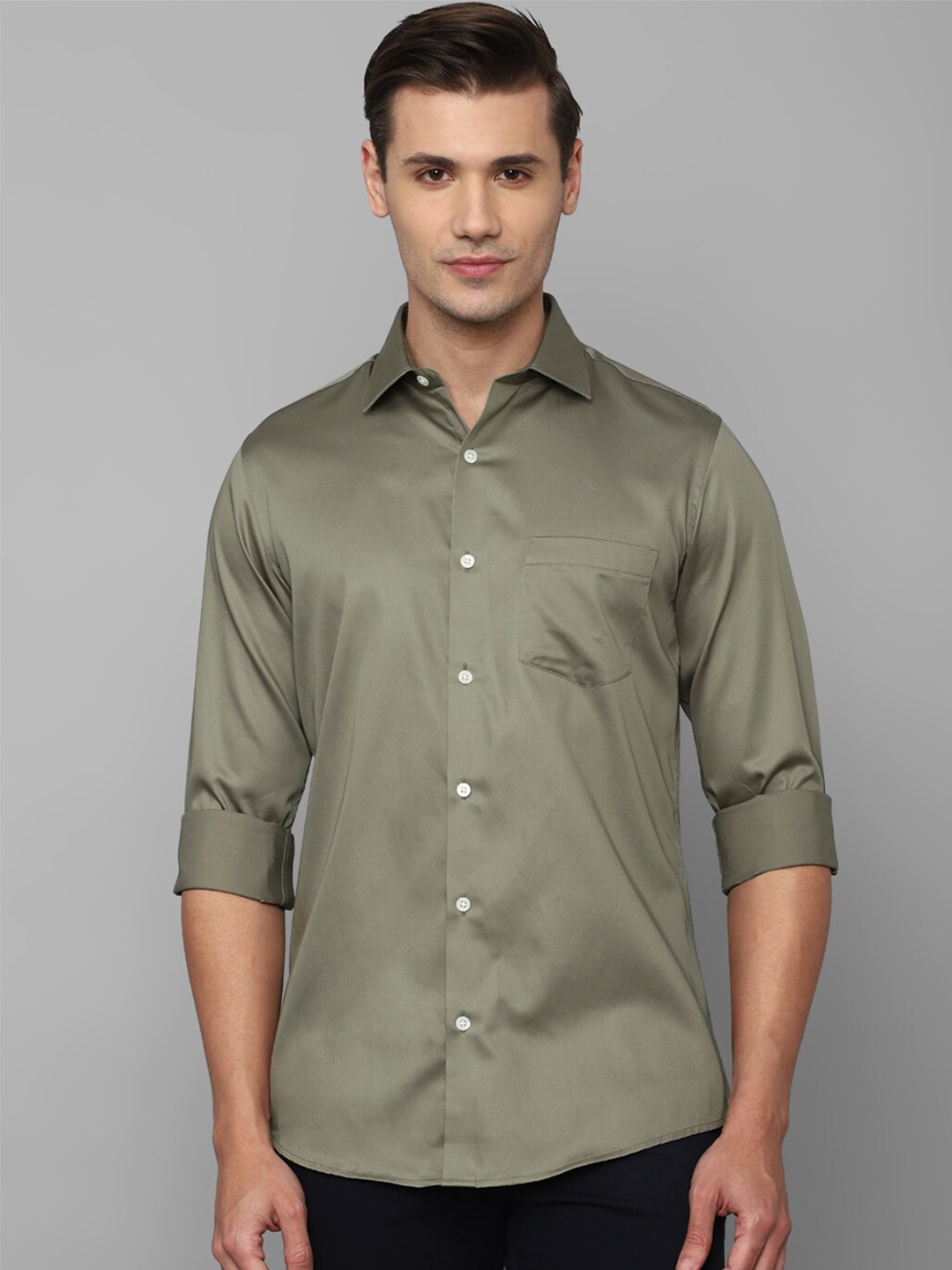 

Allen Solly Men Slim Fit Casual Pure Cotton Shirt, Olive