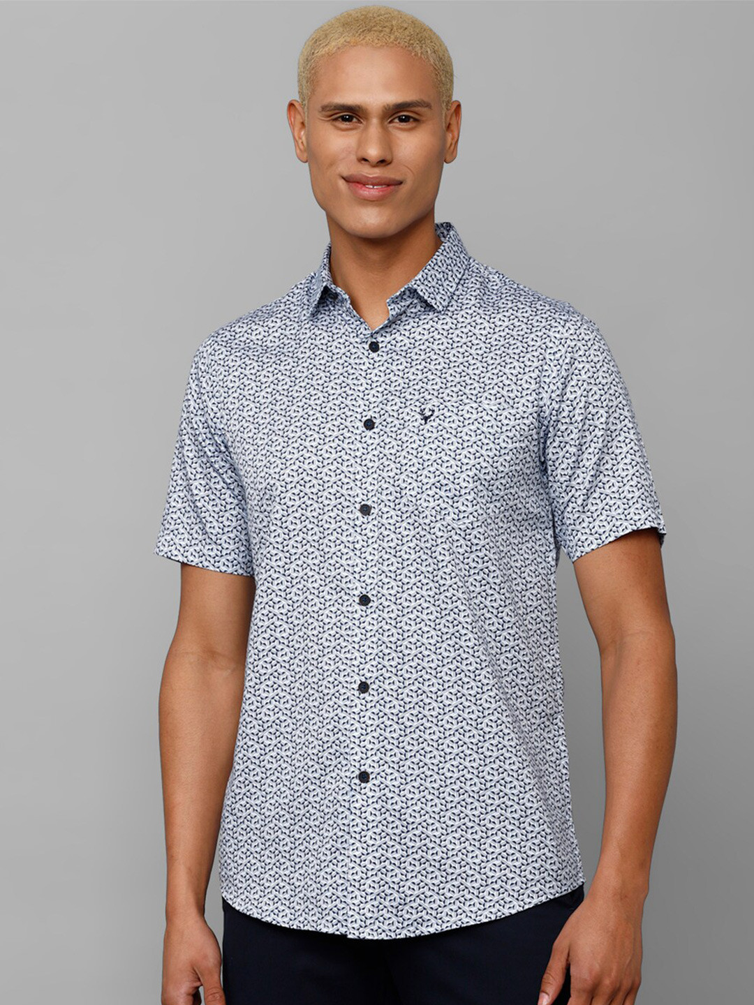 

Allen Solly Men Slim Fit Micro Ditsy Printed Casual Pure Cotton Shirt, Blue