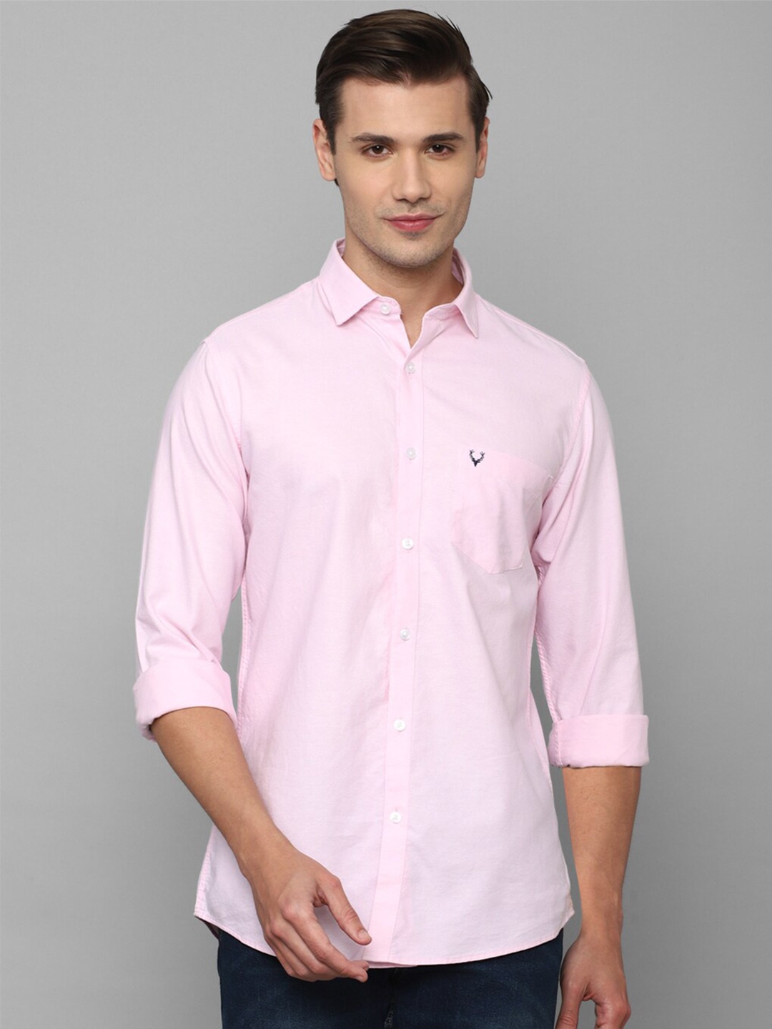 

Allen Solly Men Pink Slim Fit Casual Pure Cotton Shirt