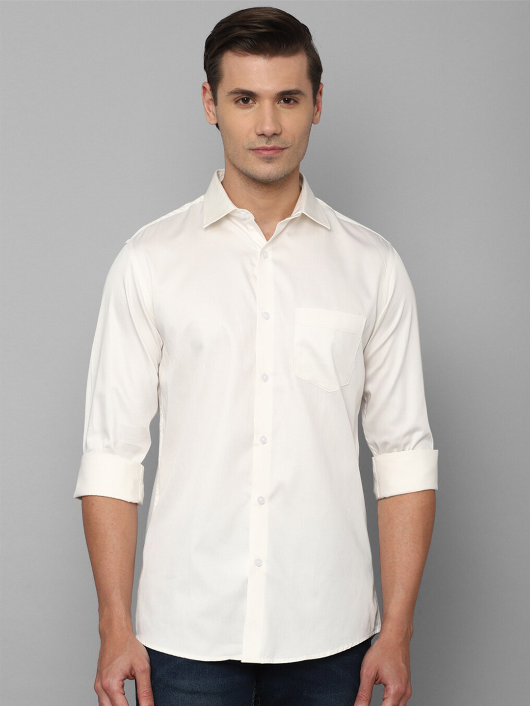 

Allen Solly Men Slim Fit Casual Pure Cotton Shirt, Off white