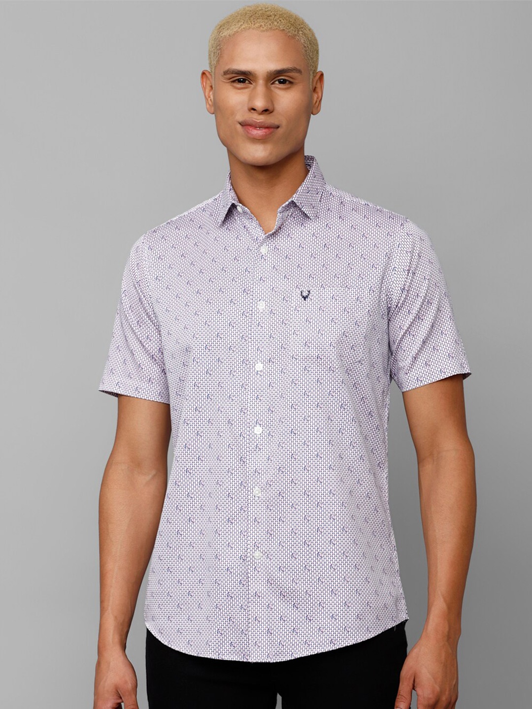 

Allen Solly Men Slim Fit Printed Casual Cotton Shirt, Purple