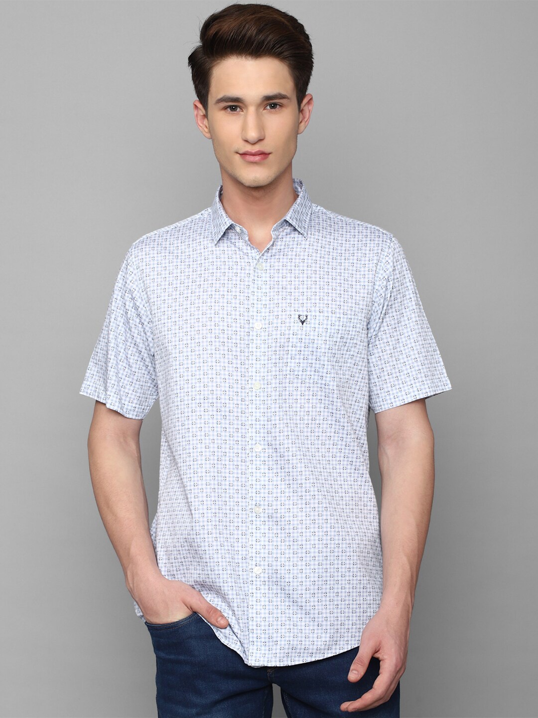 

Allen Solly Men Slim Fit Printed Casual Cotton Shirt, Blue