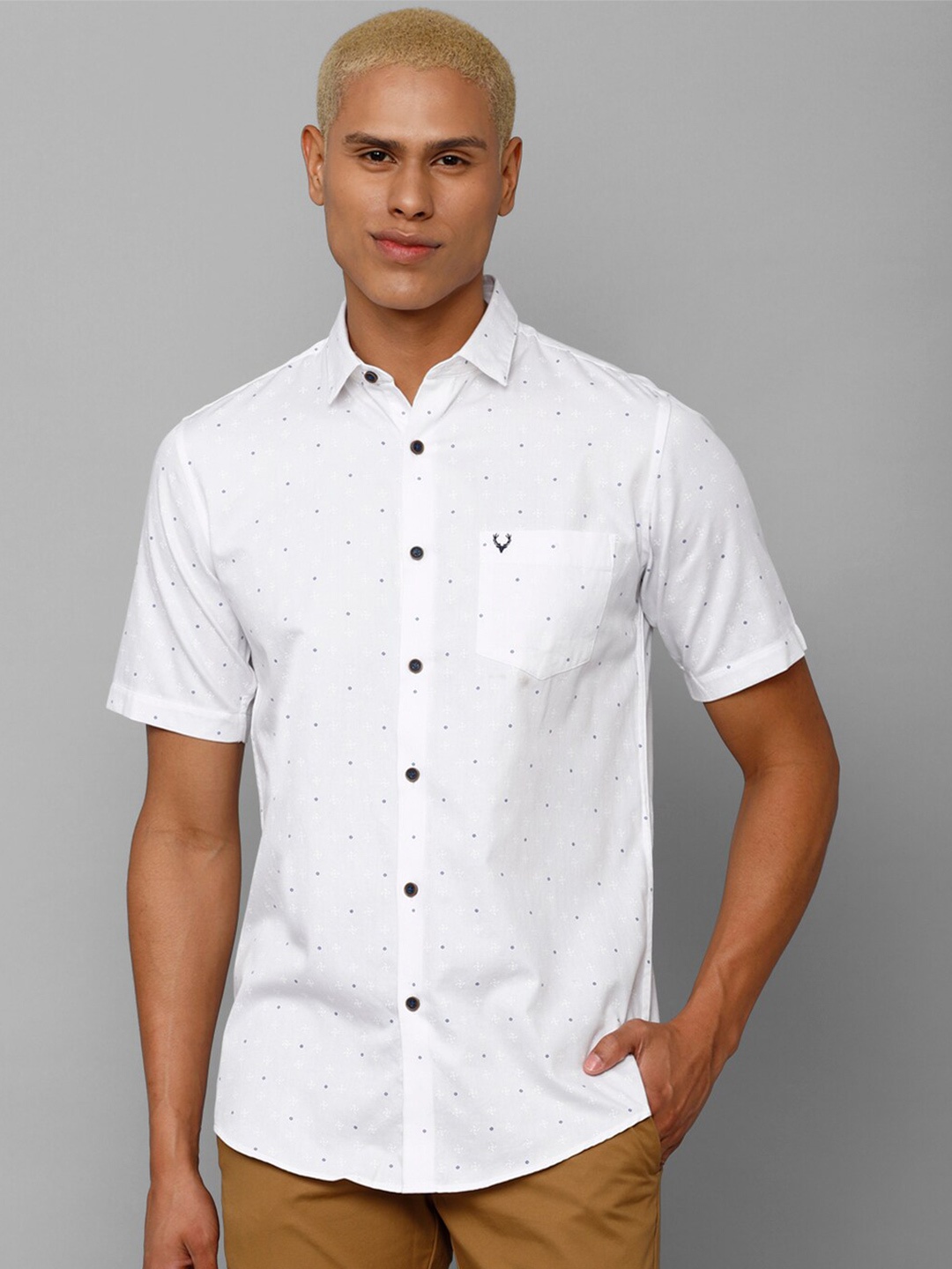 

Allen Solly Men Slim Fit Printed Casual Cotton Shirt, White