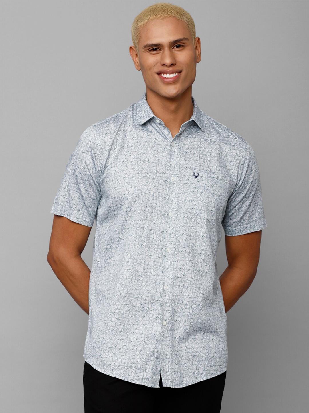 

Allen Solly Men Slim Fit Printed Casual Cotton Shirt, Blue