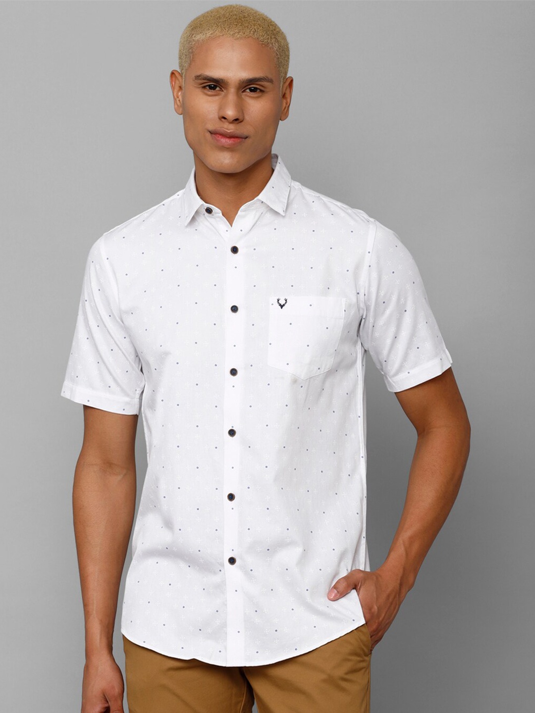 

Allen Solly Men Slim Fit Printed Casual Cotton Shirt, White