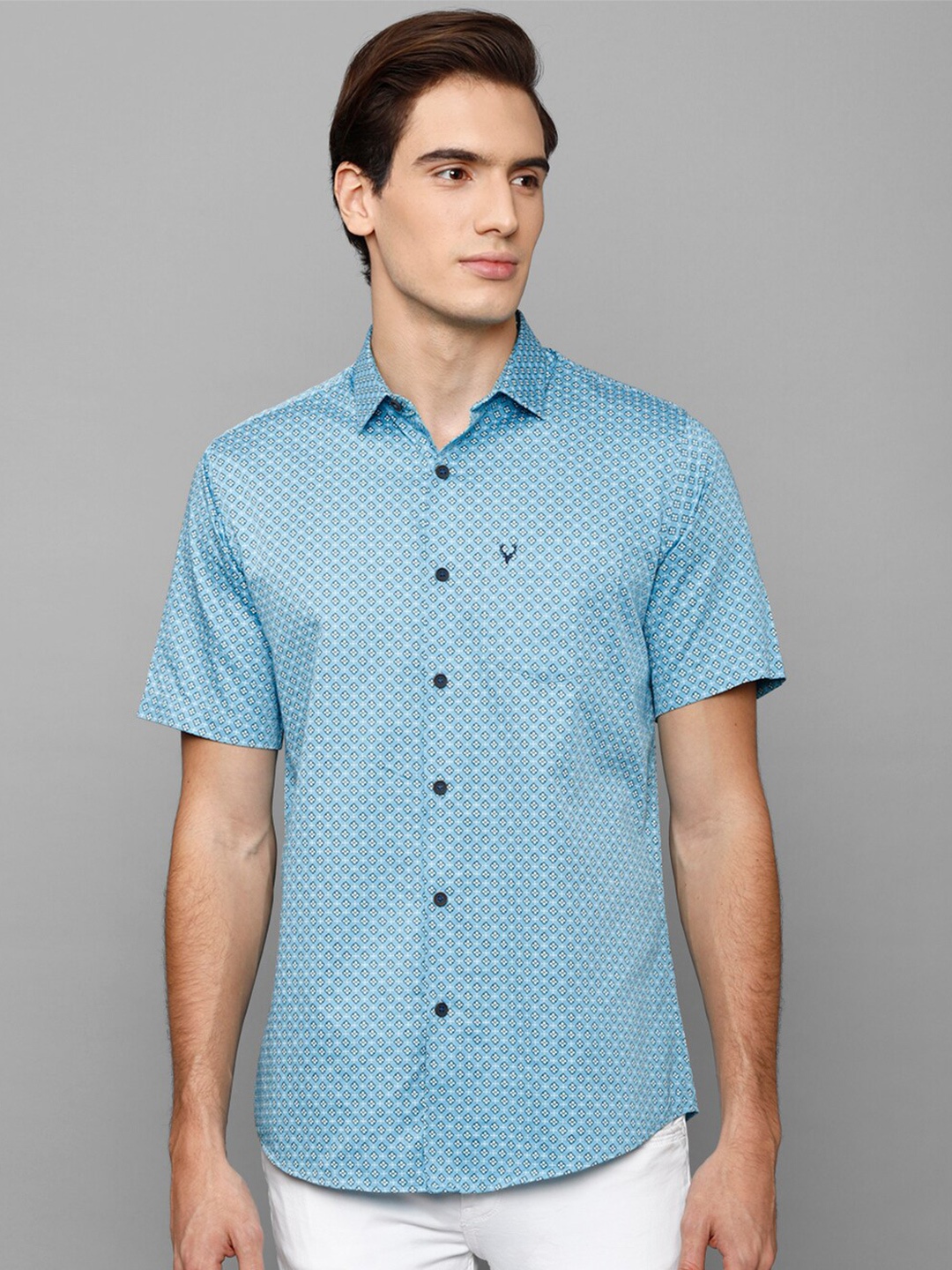 

Allen Solly Men Slim Fit Printed Casual Cotton Shirt, Blue