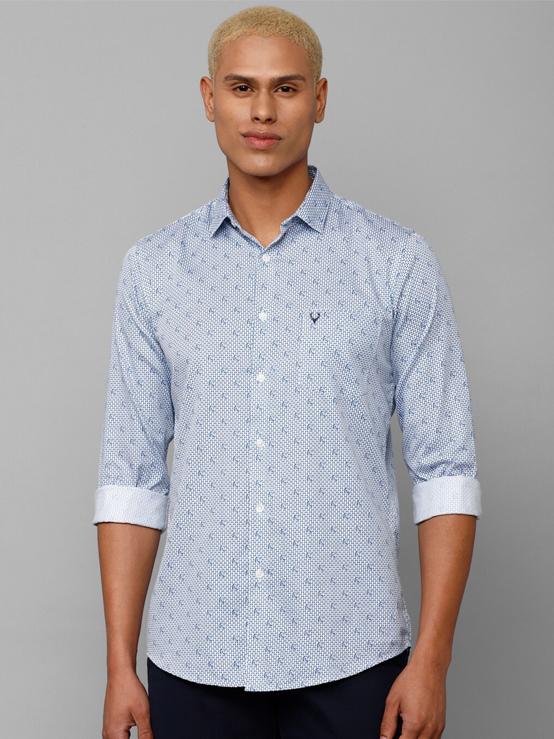 

Allen Solly Men Slim Fit Printed Casual Cotton Shirt, Blue