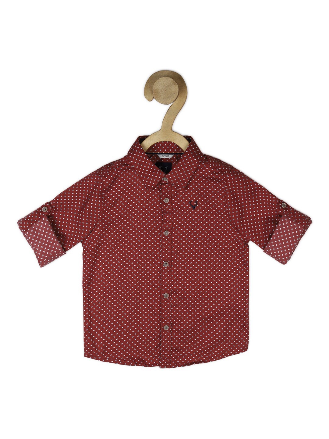 

Allen Solly Junior Boys Slim Fit Printed Casual Cotton Shirt, Maroon