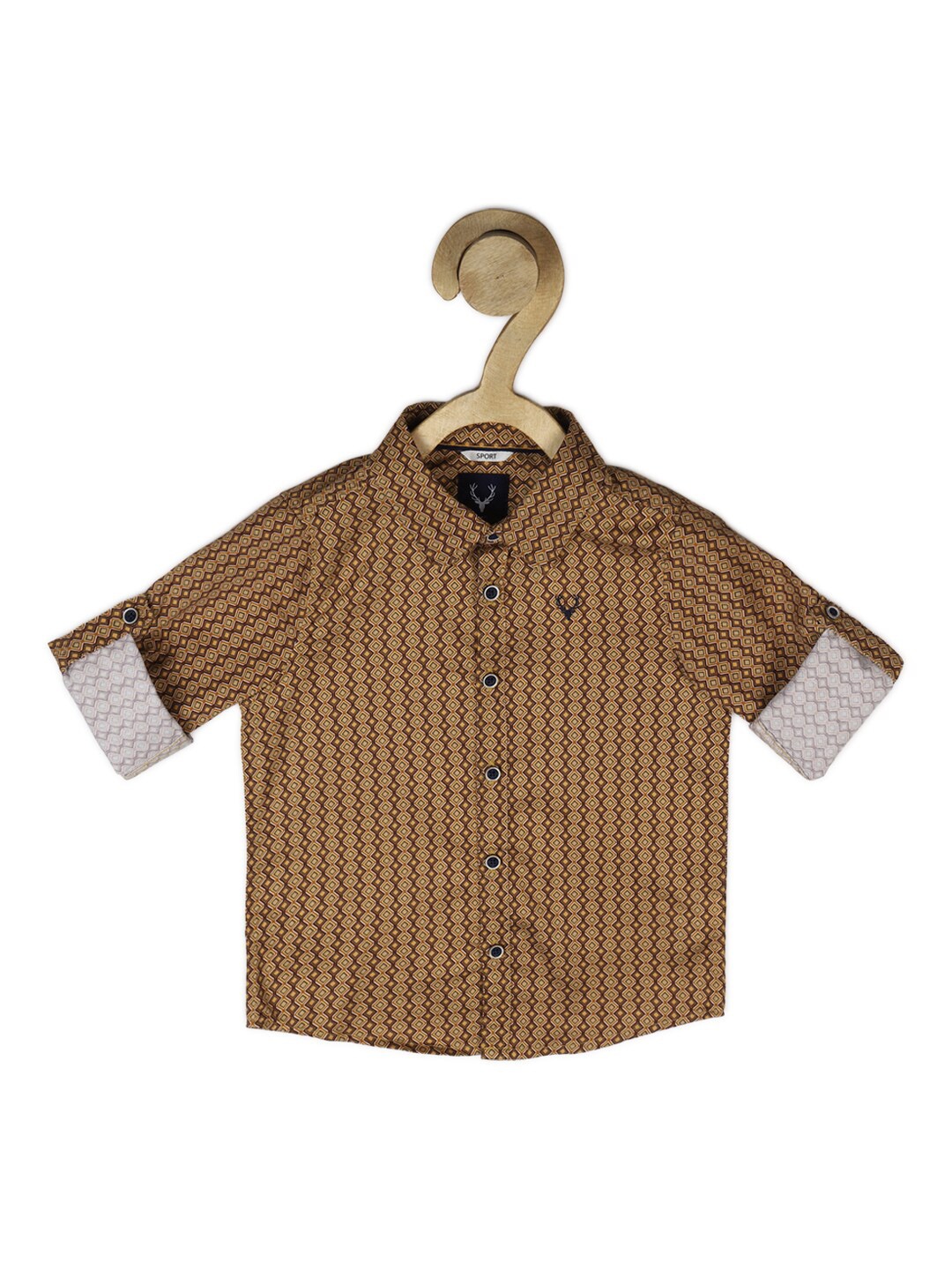 

Allen Solly Junior Boys Slim Fit Printed Casual Shirt, Brown
