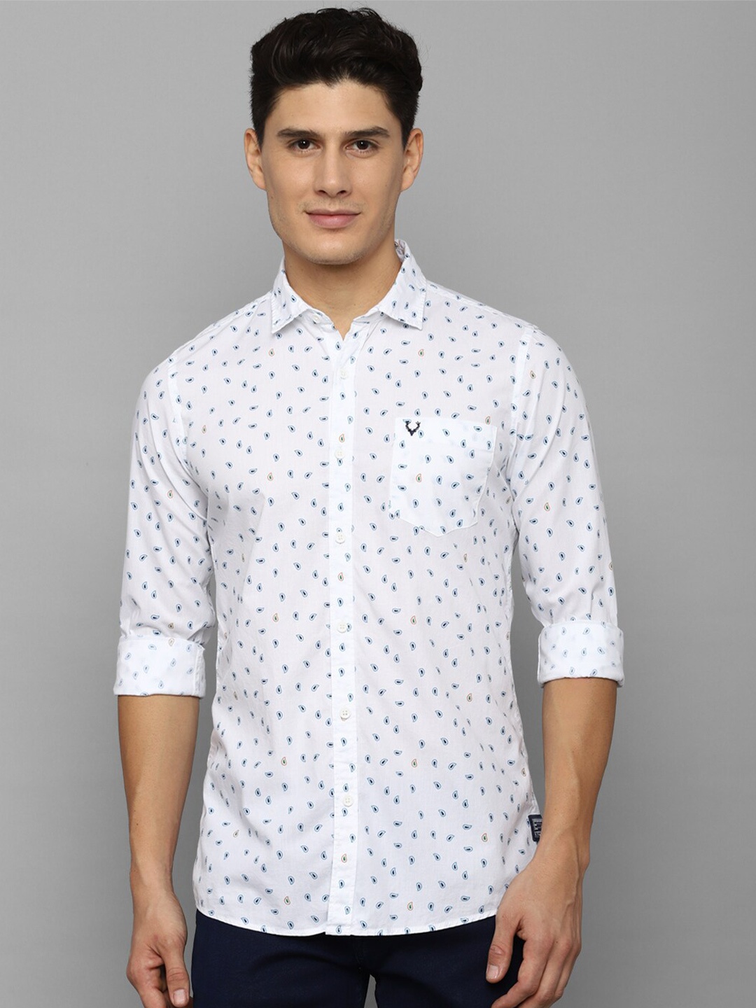 

Allen Solly Sport Men Printed Casual Pure Cotton Shirt, White