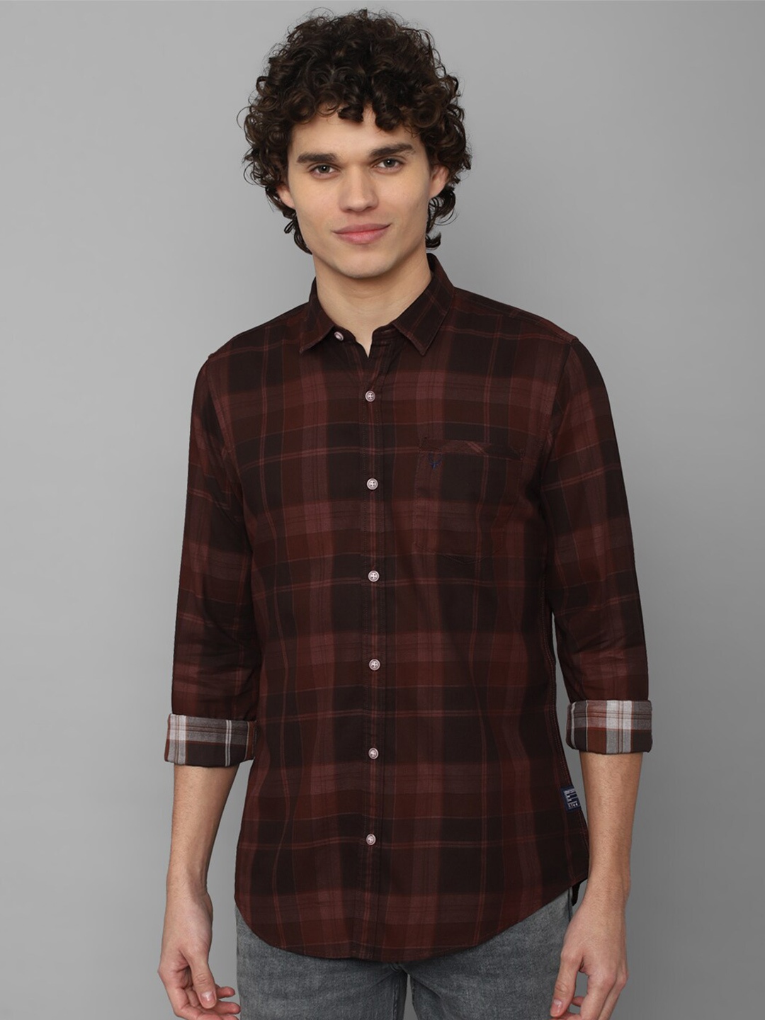 

Allen Solly Sport Men Tartan Checks Casual Pure Cotton Shirt, Brown