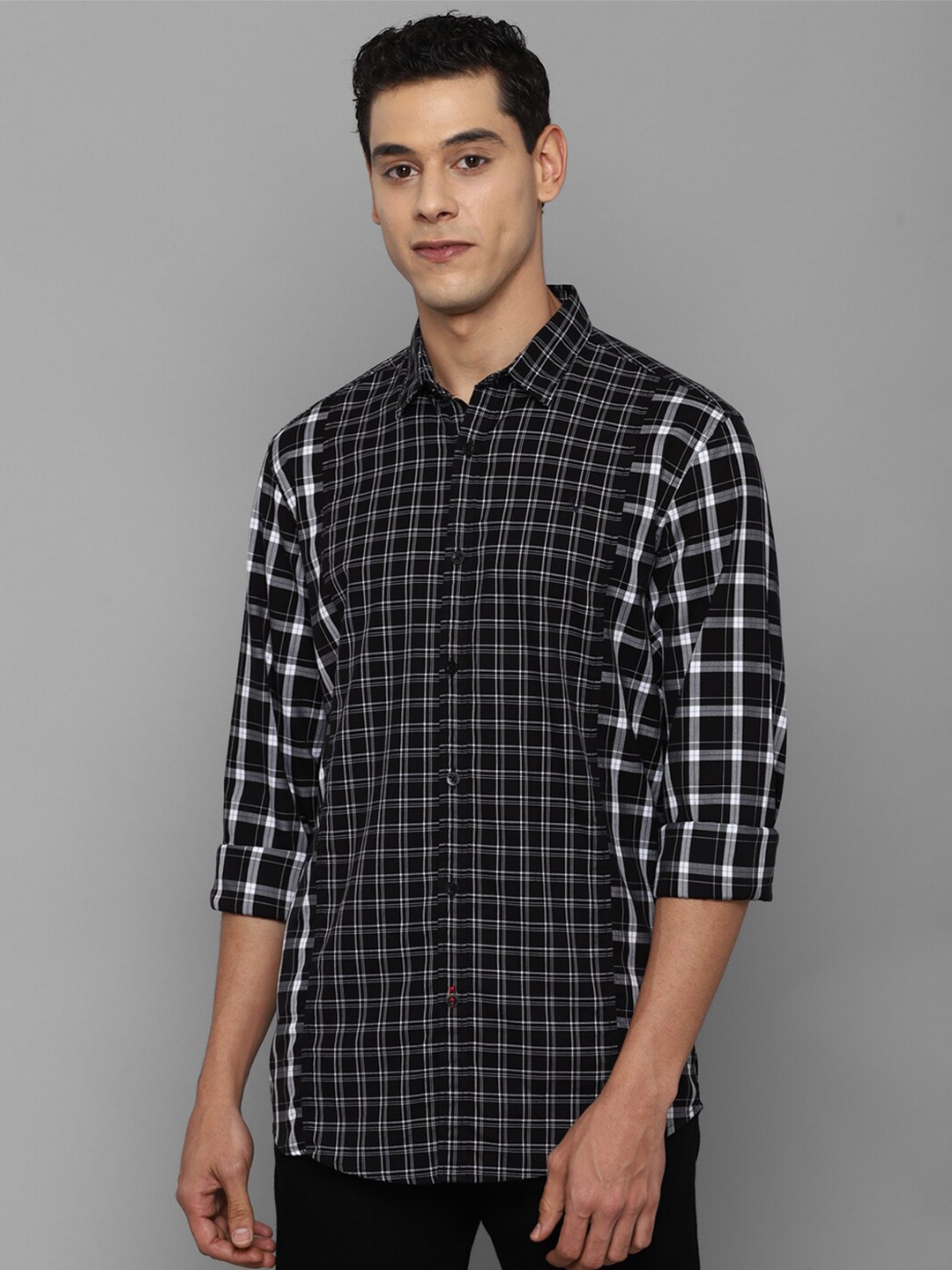 

Allen Solly Sport Men Checked Casual Pure Cotton Shirt, Black