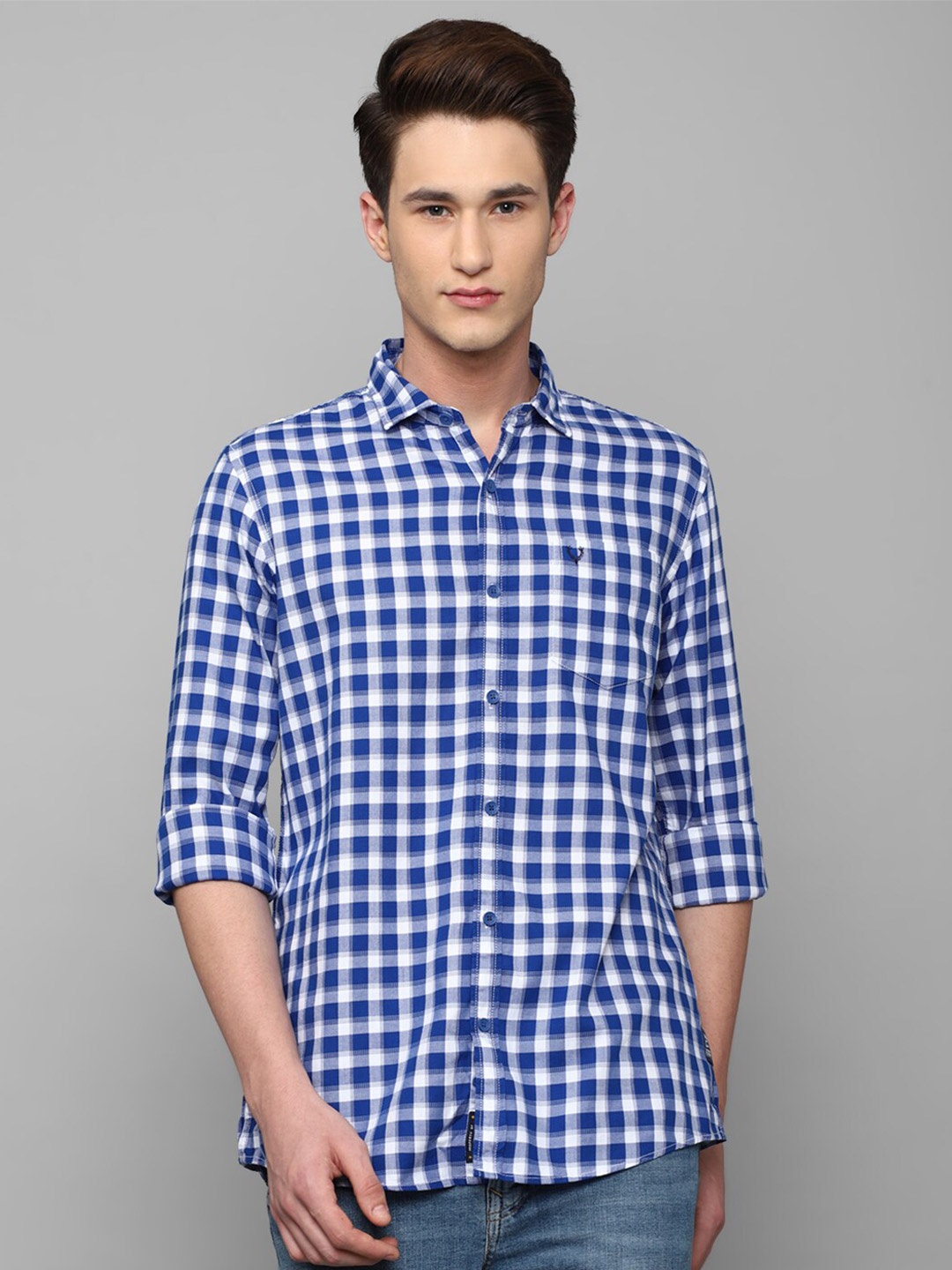 

Allen Solly Sport Men Gingham Checked Casual Pure Cotton Shirt, Blue