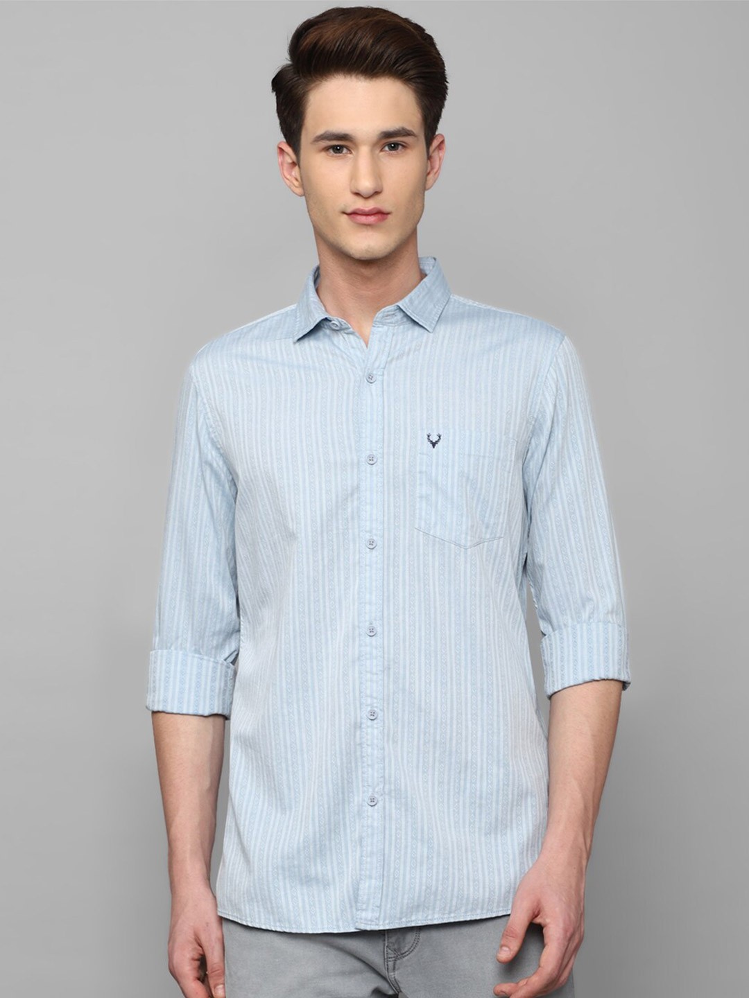

Allen Solly Sport Men Striped Casual Pure Cotton Shirt, Blue