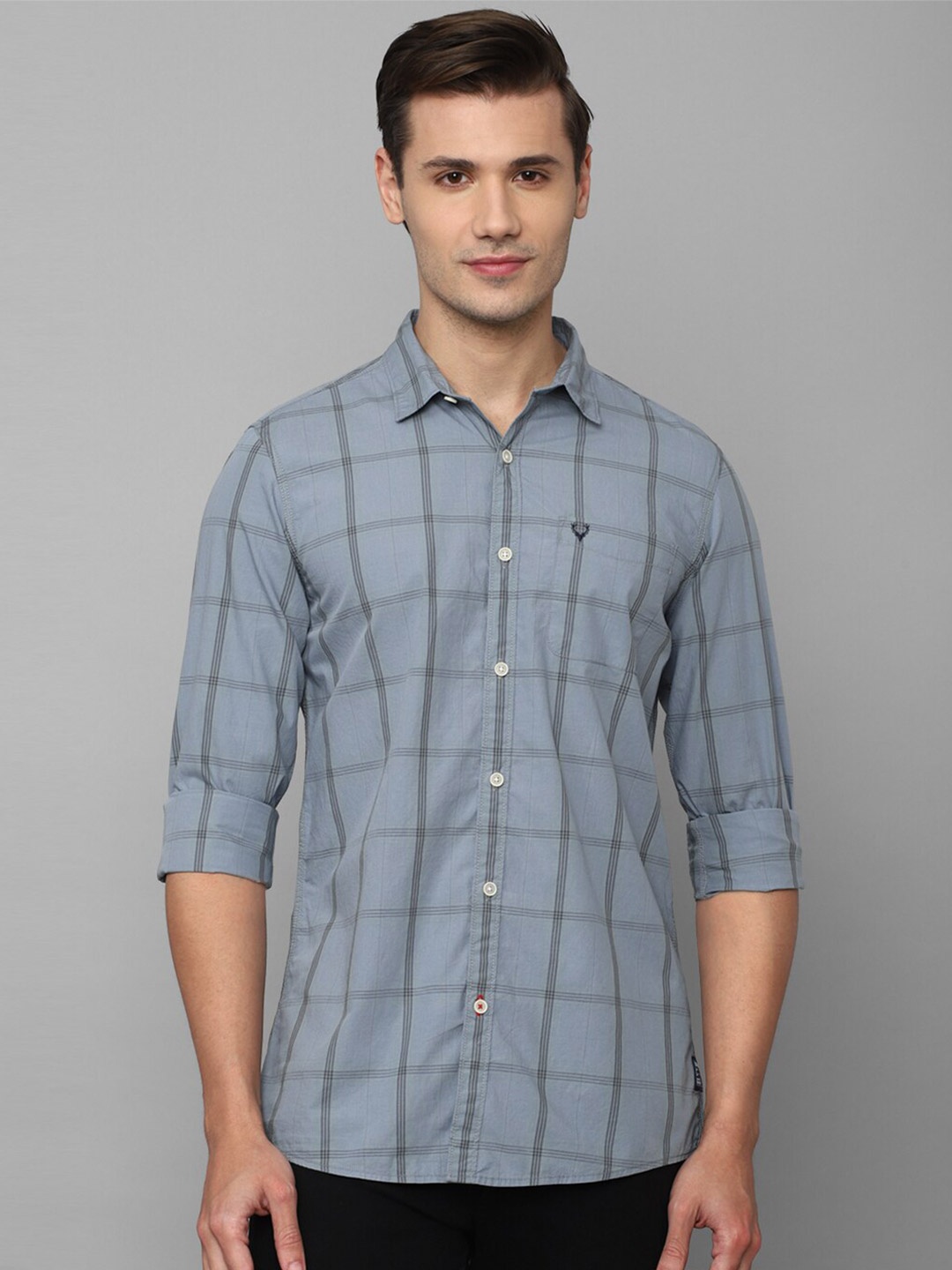

Allen Solly Sport Men Windowpane Checks Checked Casual Cotton Shirt, Blue