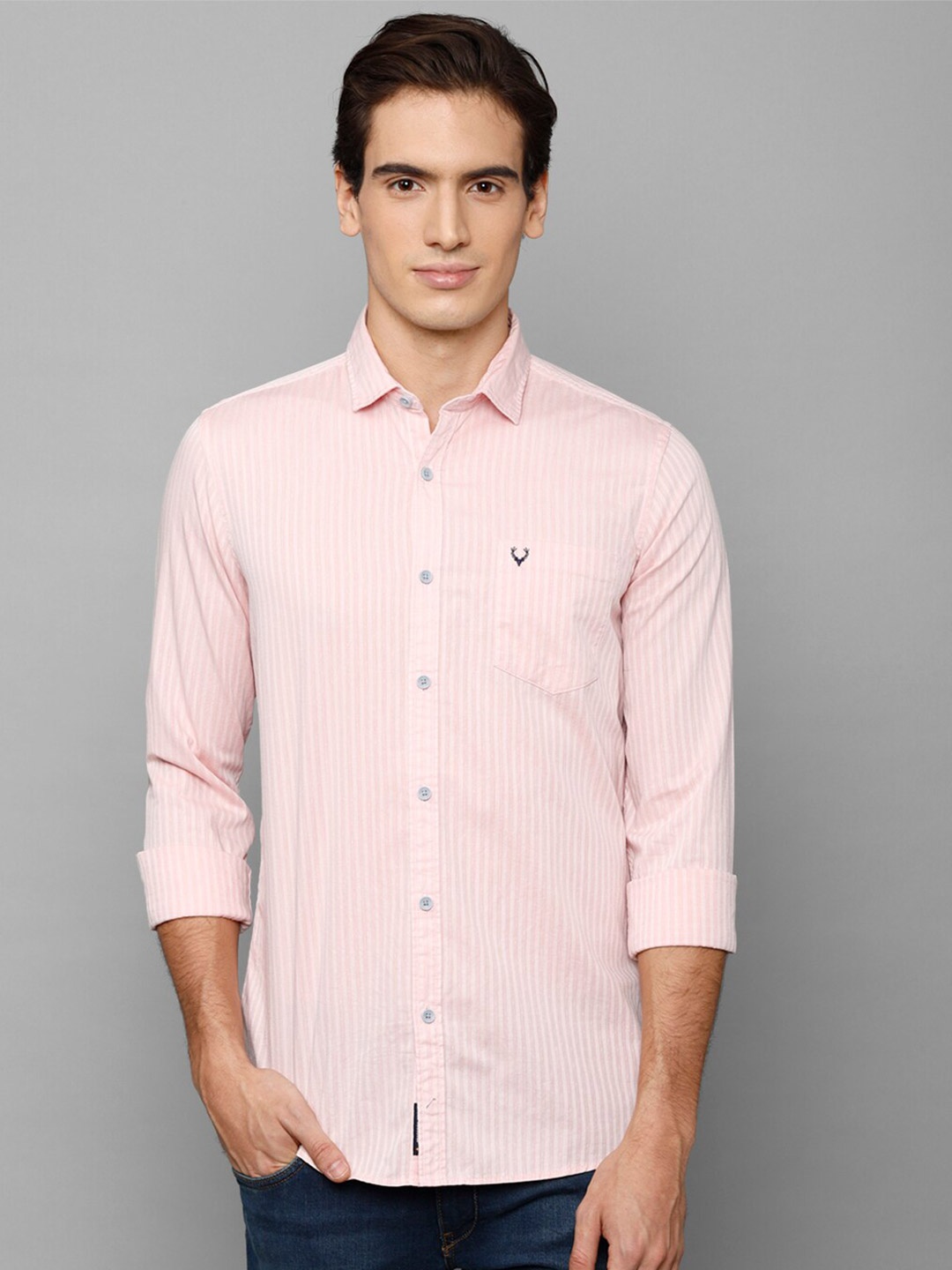 

Allen Solly Sport Men Striped Pure Cotton Casual Shirt, Pink