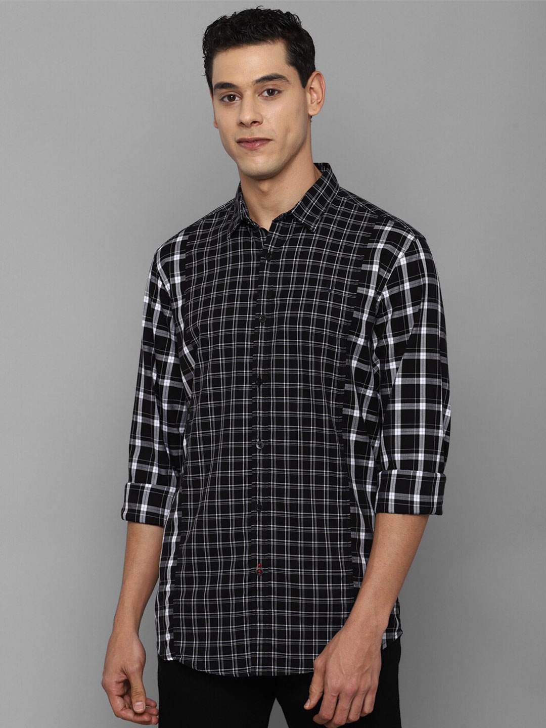 

Allen Solly Sport Men Checked Casual Cotton Shirt, Black