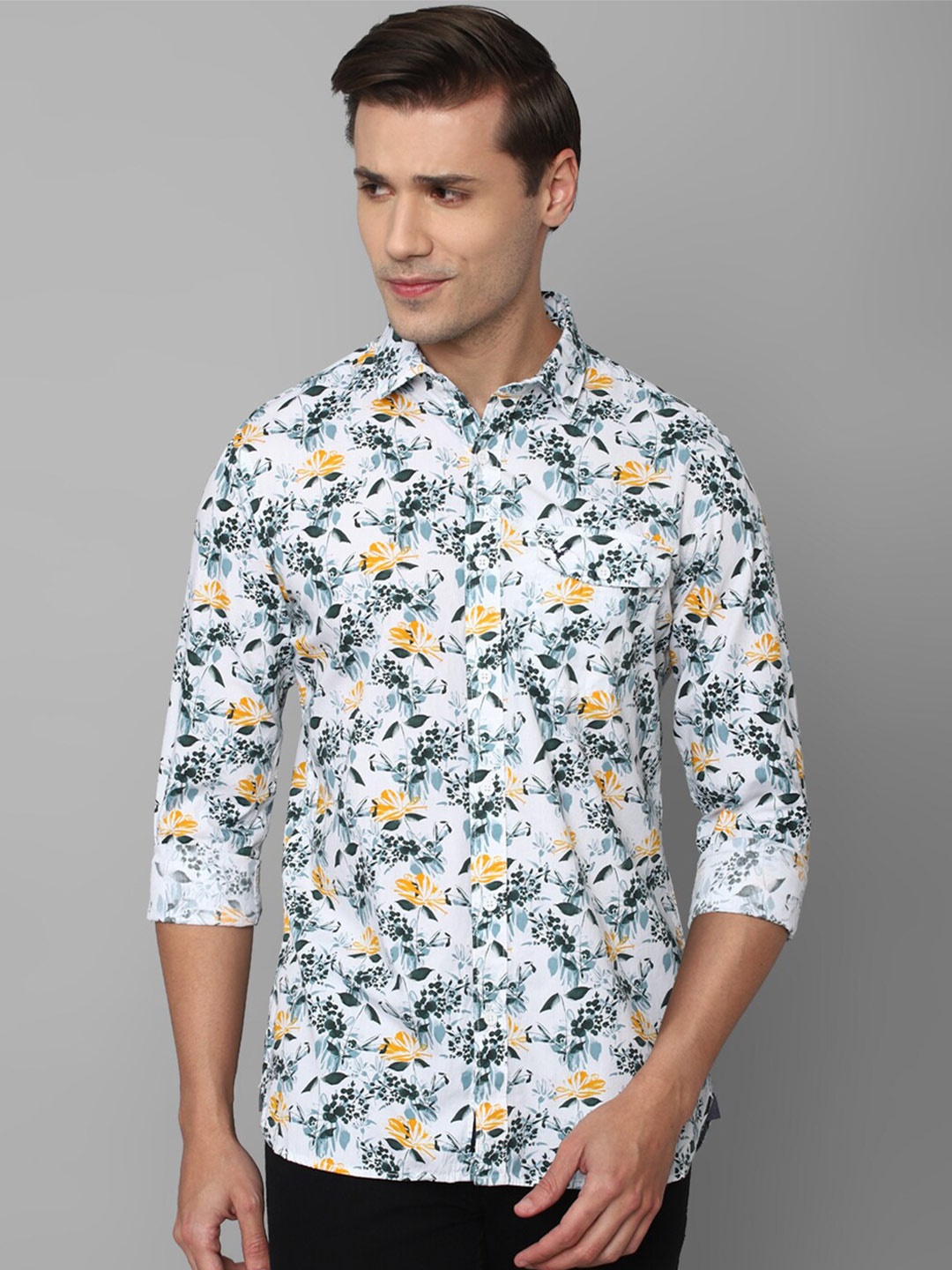 

Allen Solly Sport Men Floral Printed Casual Cotton Shirt, White