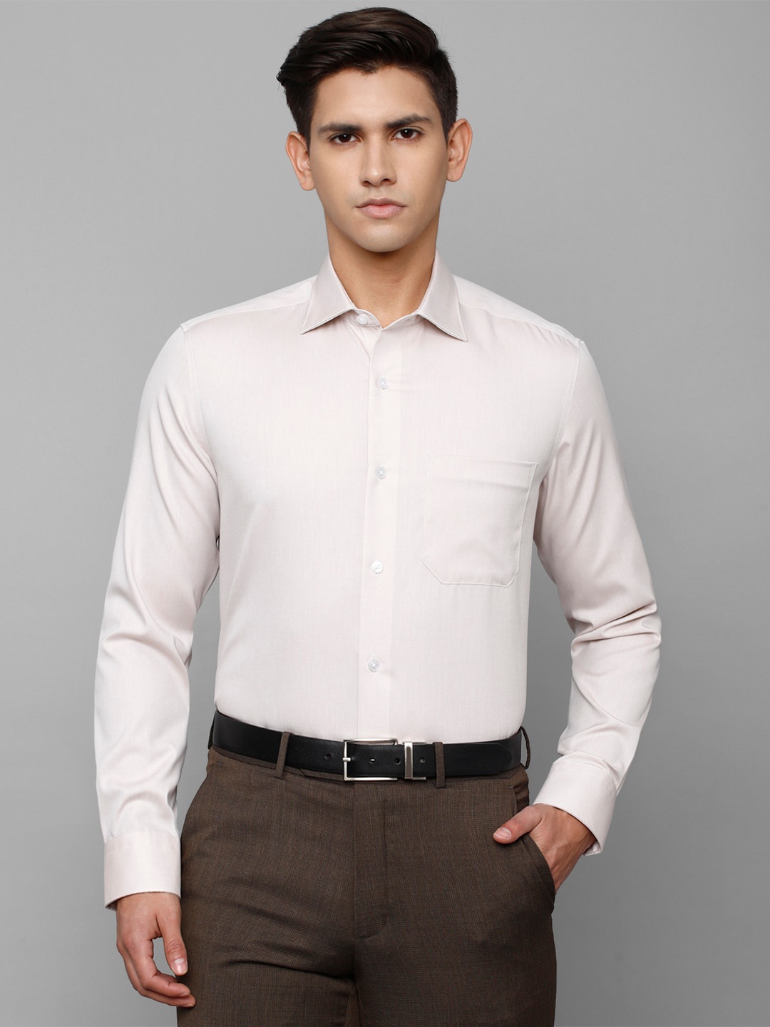 

Louis Philippe Men Slim Fit Formal Cotton Shirt, Cream