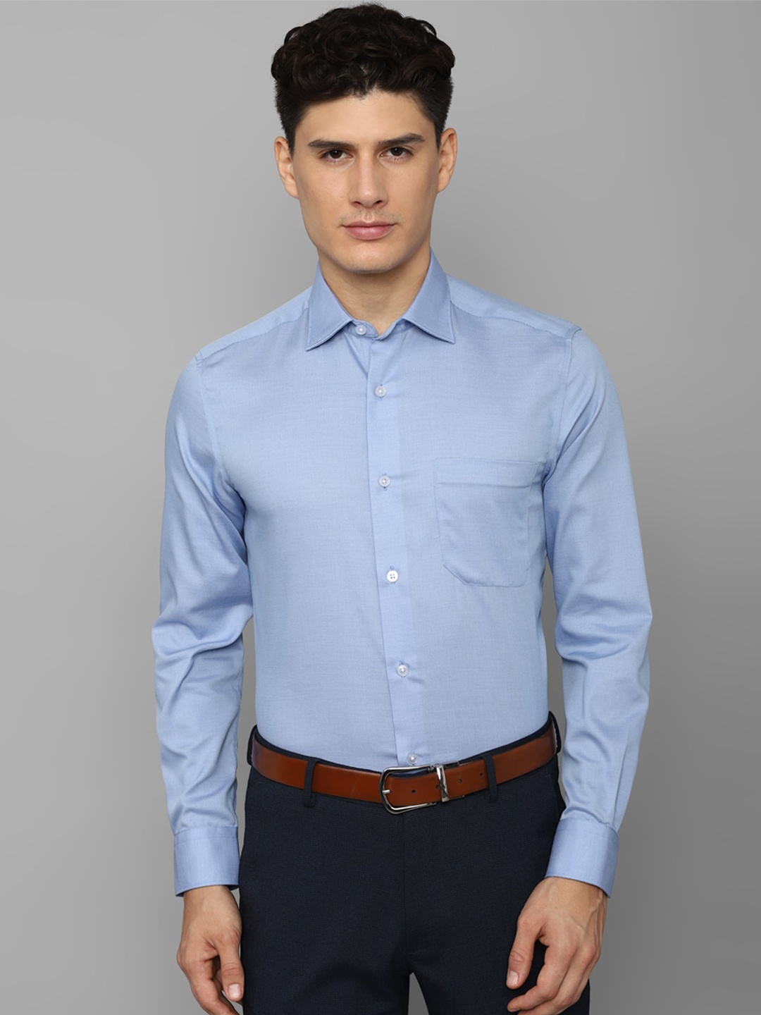 

Louis Philippe Men Slim Fit Pure Cotton Formal Shirt, Blue